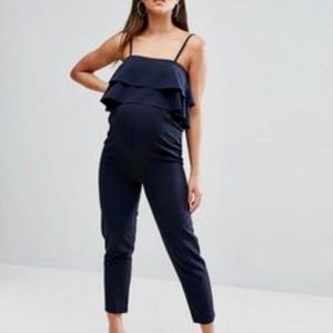 NWOT ASOS Maternity Ruffle Crop Jumpsuit